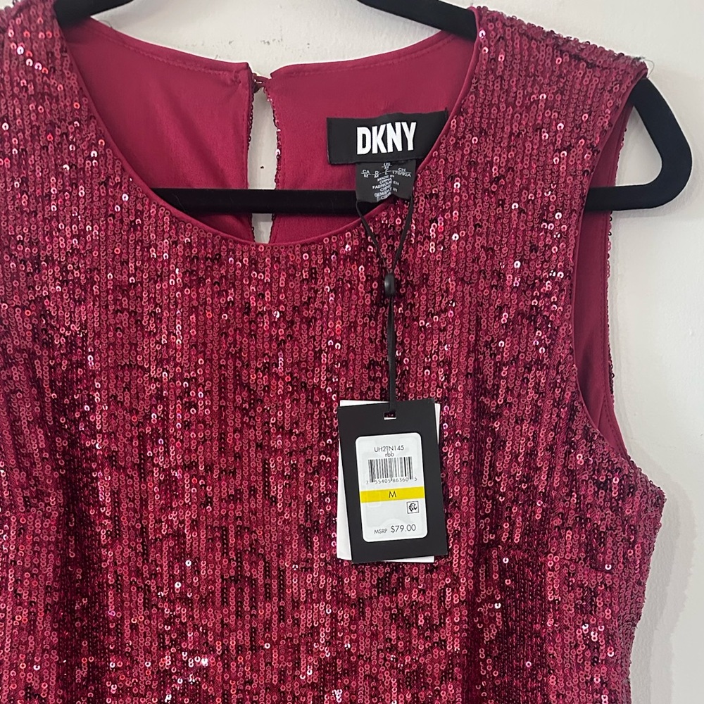 DKNY Burgundy Sequin Sleeveless Top – NWT Size M - Picture 5 of 6